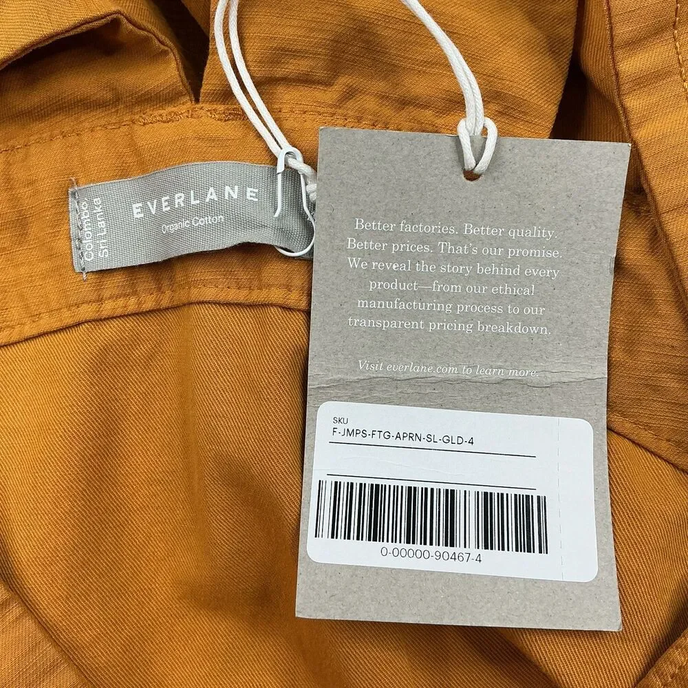 Everlane The Fatigue Apron Jumpsuit Size 4 Linen Organic Cotton Wide-Leg NWT